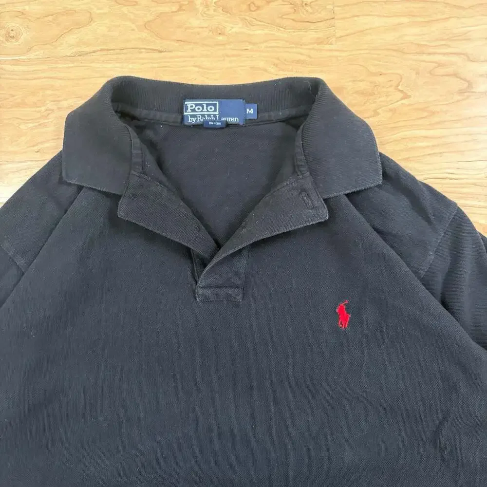 Polo Ralph Lauren Men's Black Long Sleeve Cotton Mesh Polo Shirt Size M